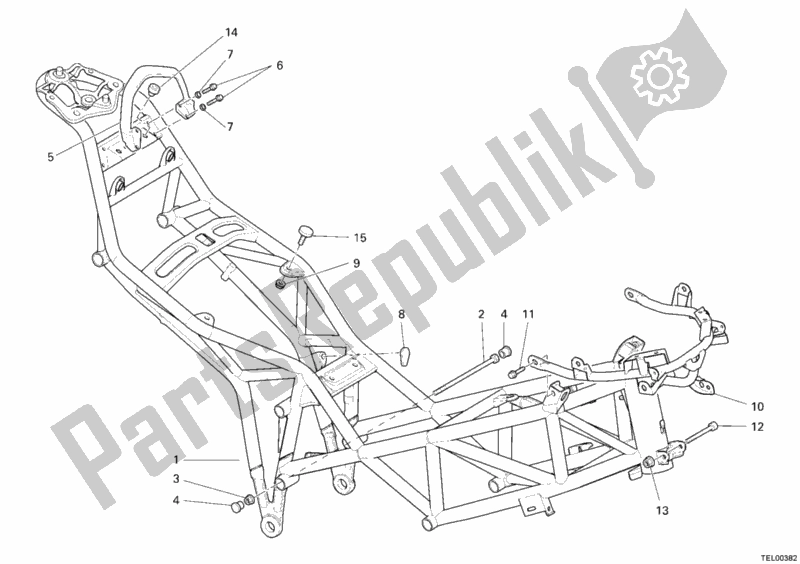 All parts for the Frame of the Ducati Multistrada 620 USA 2006